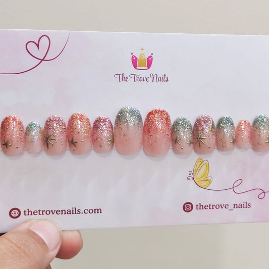 Multicolor Glitter Tips Winter Nails