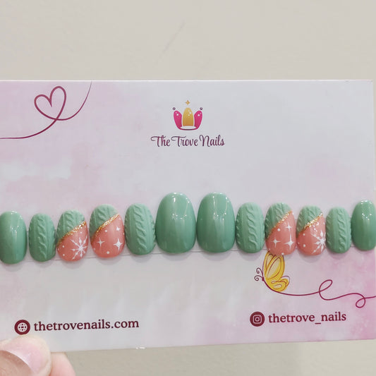 Green Sweater Art Nails