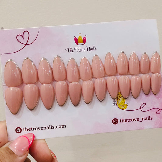 Nude Chrome French Nails