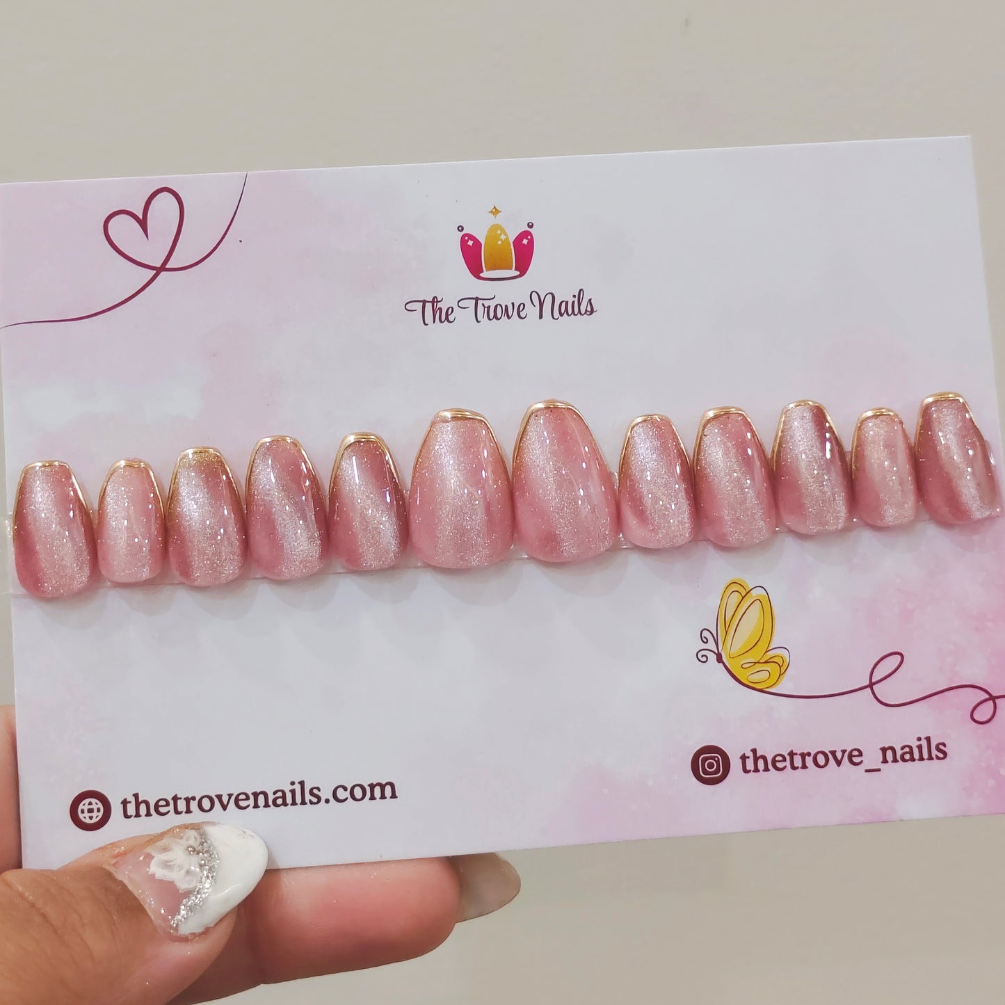 Cat eye Chrome French nails