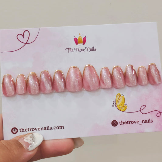 Cat eye Chrome French nails