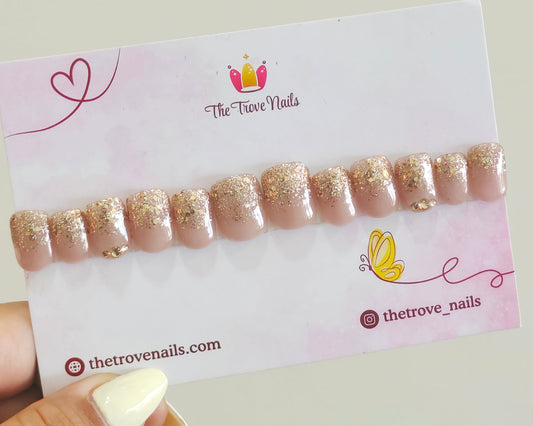 Nude Falling Glitter Nails