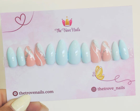 Light Blue Wavy Nails