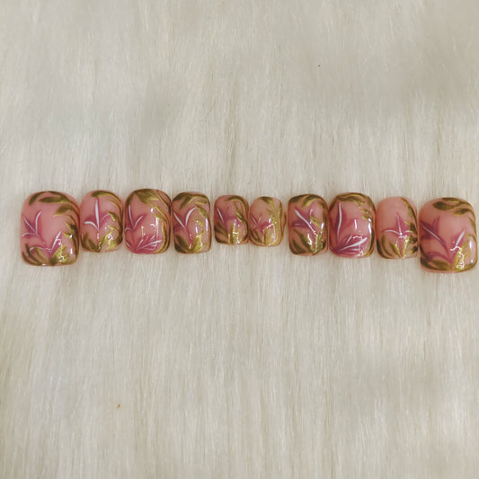 Pink Floral Fantasy Nails