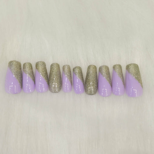 Lavender Glitter Nails