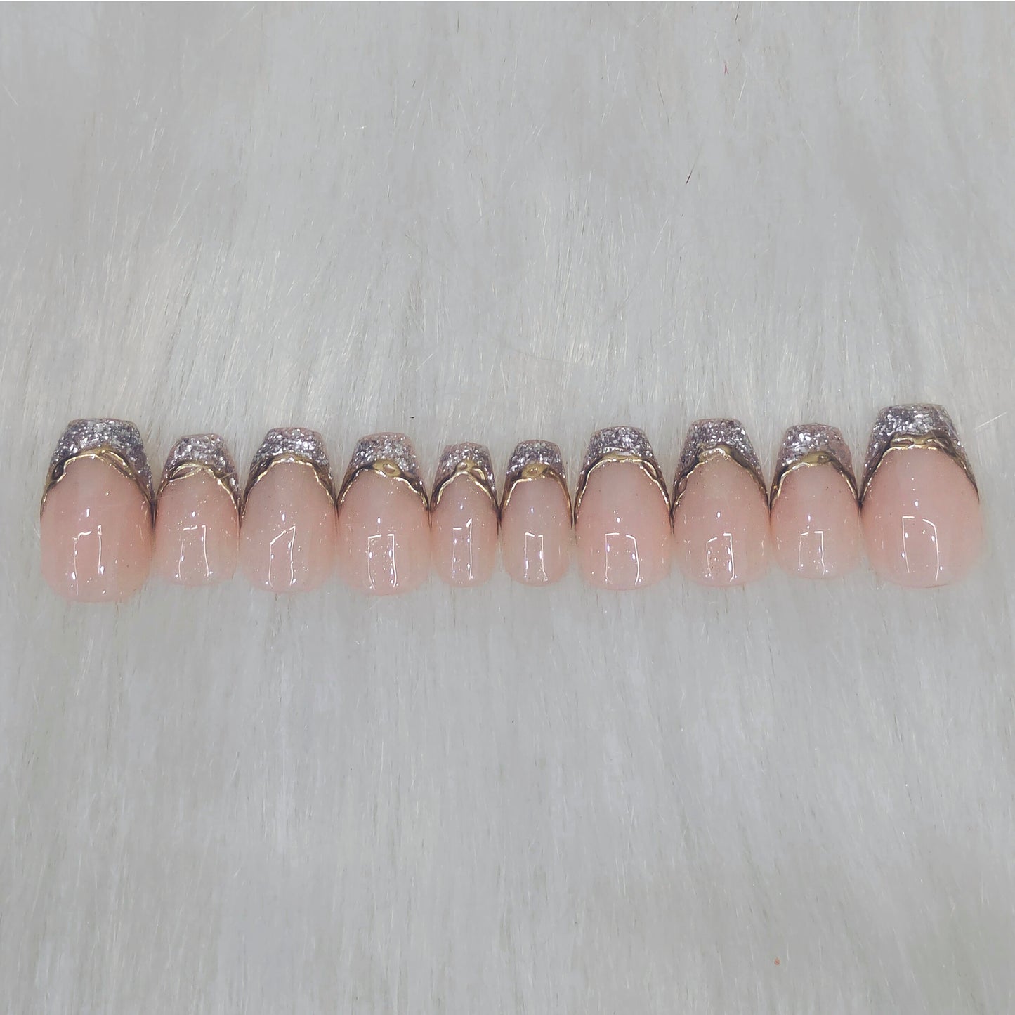 Glitter with Chrome Detail French Nails