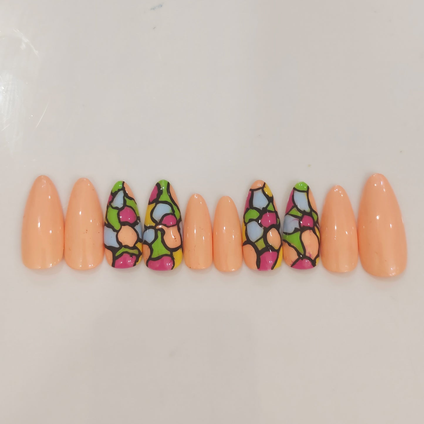 Peach Abstract Nails