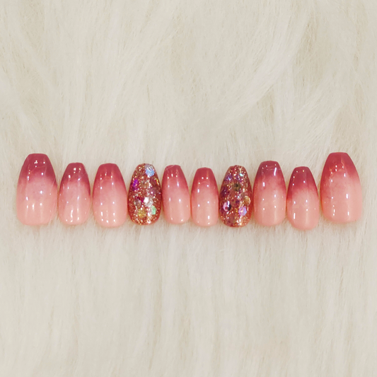 Pink Glitter Ombre Nails