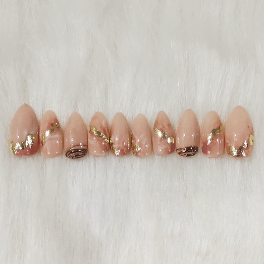 Nude Marble Foil Nails