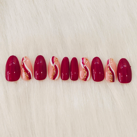 Magenta Wavy Abstract Nails