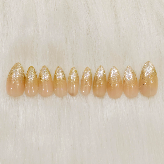 Golden Glitter Ombre Nails