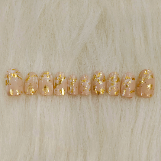 Nude Foil Marble Nails