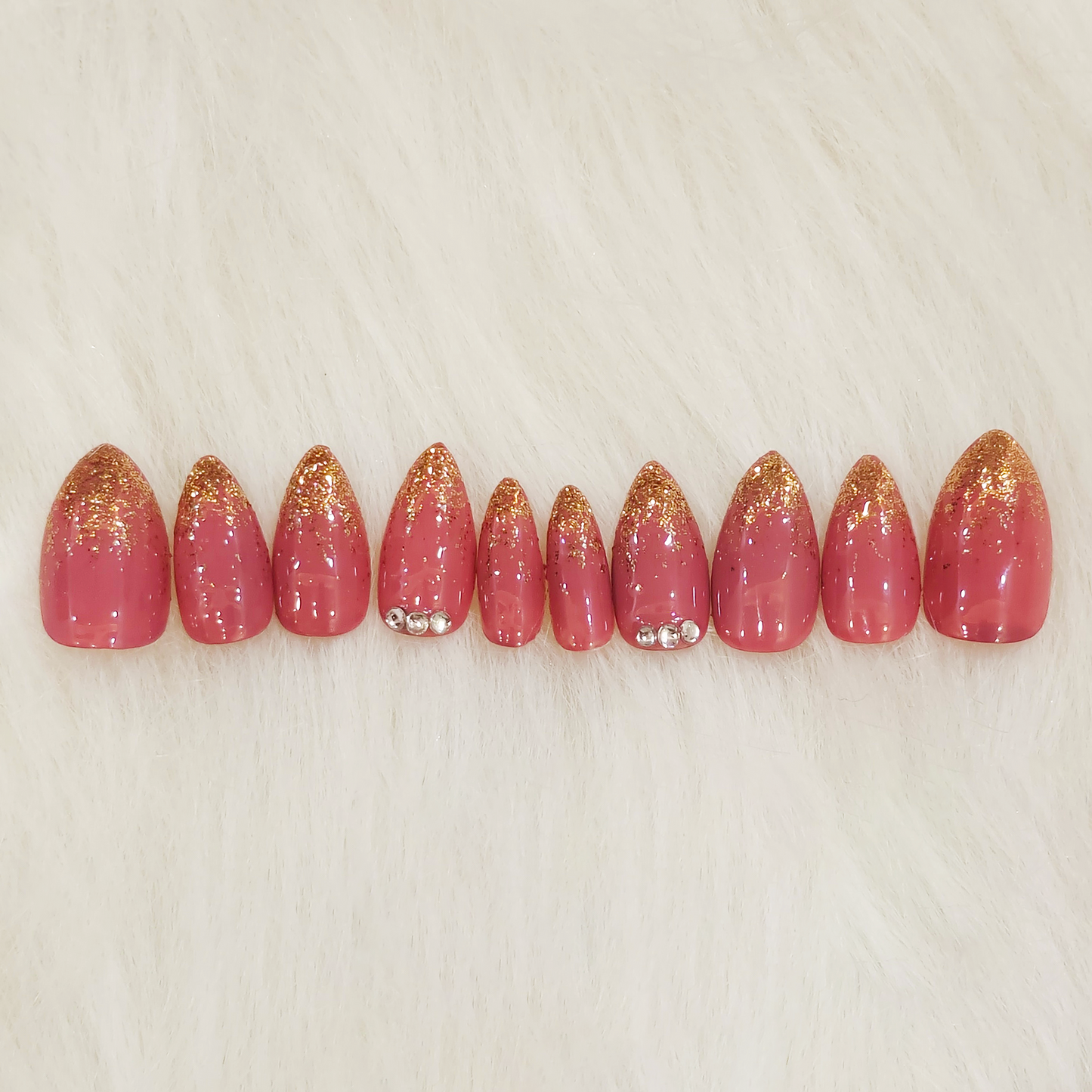 Nude pink and Gold Ombre nails