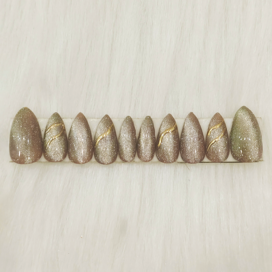 Cat eye Chrome Wave nails
