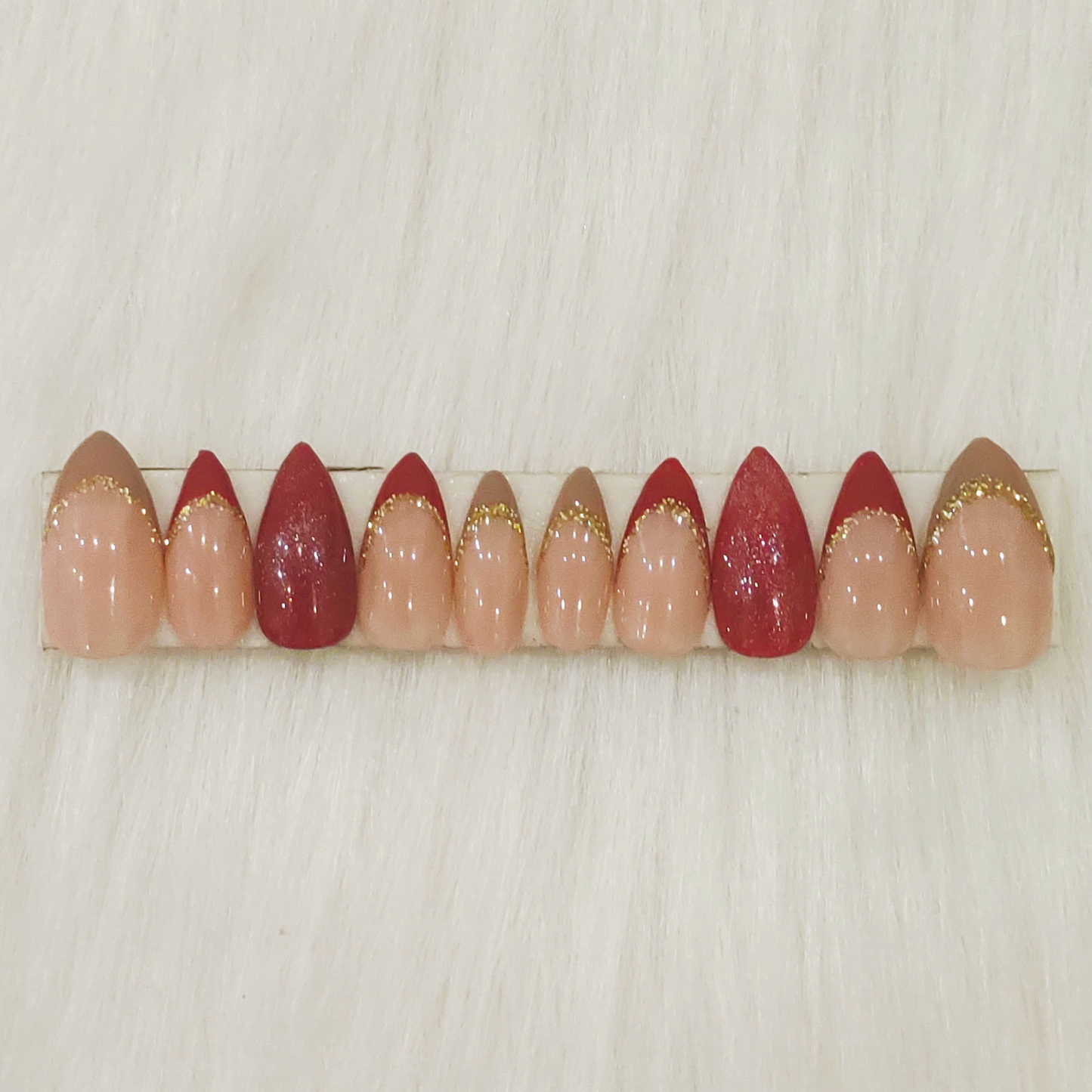 Maroon and Nude French Nails