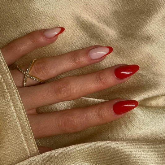 Red solid french nails