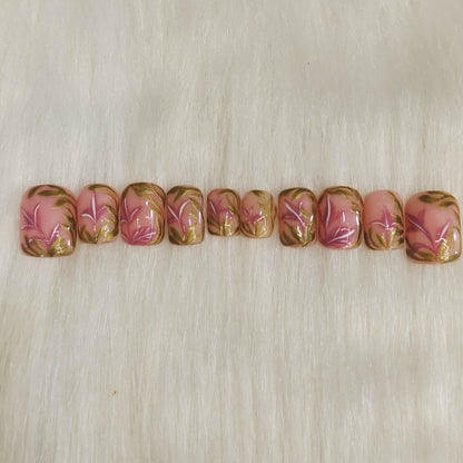 Pink Floral Fantasy Nails