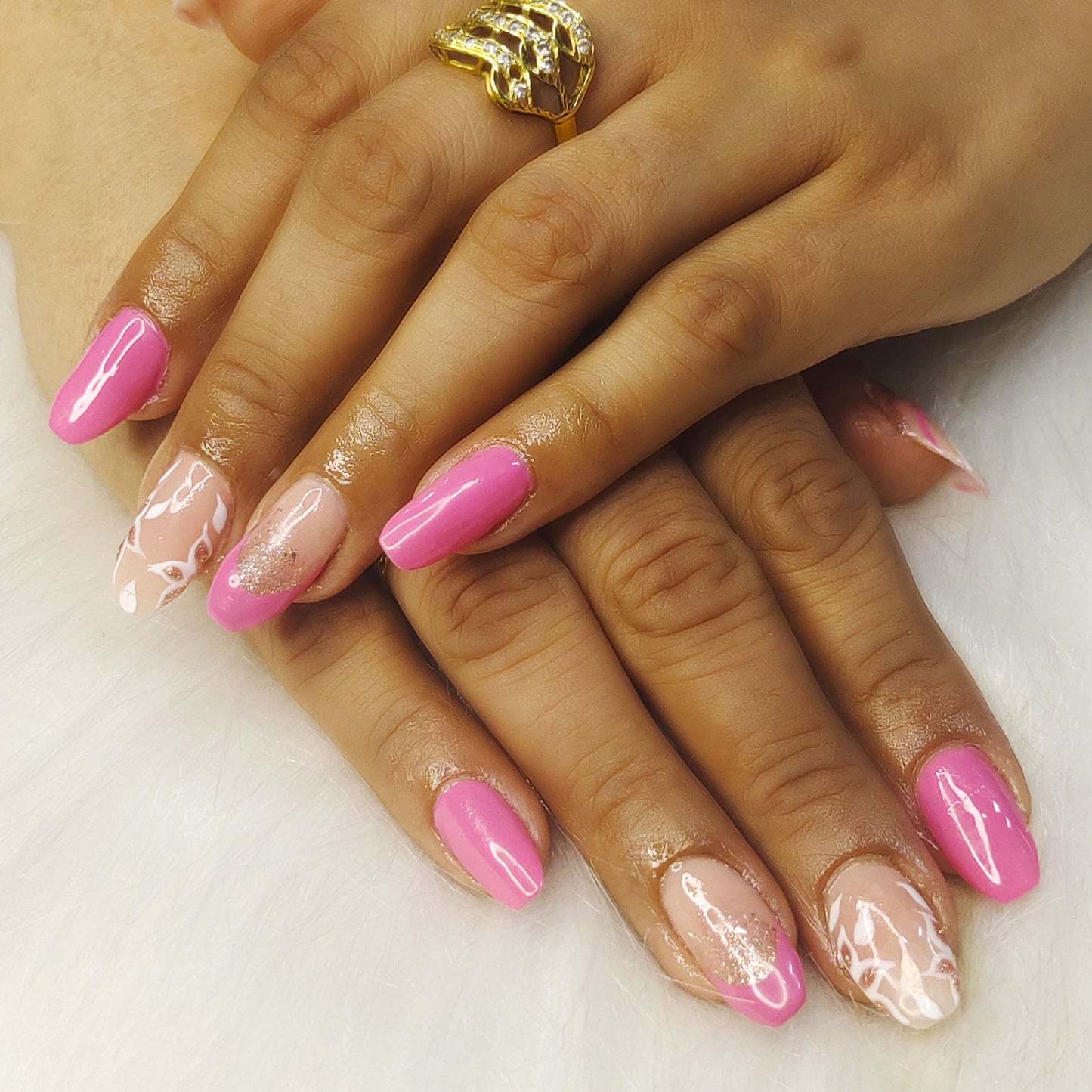 Pink Floral Nails