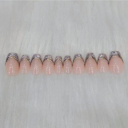 Glitter with Chrome Detail French Nails